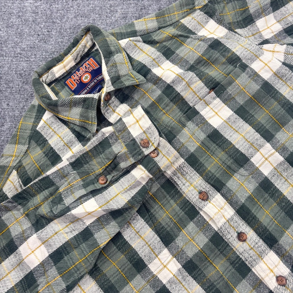 Duluth Trading Co Button Up Shirt 2XL Tall Green Plaid Flannel Long Sleeve Mens
